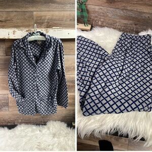 Anne Klein Women’s Lounging Cozy Pajamas Size Medium Gray and Navy Blue 2015